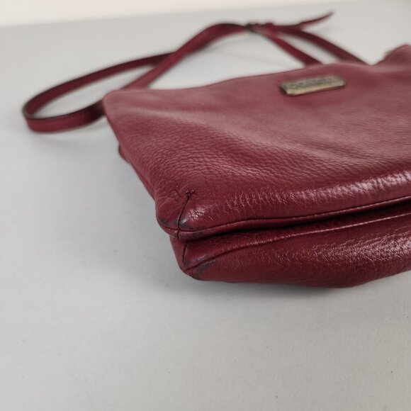 Coach Crossbody Bag Womens Red Vintage Small Pebbled Leather Purse Classic - Picture 6 of 16